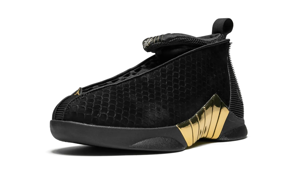 Hyper Responsive Air Jordan 15 Retro DB GS "BLACK WHITE - METALLIC GOLD"