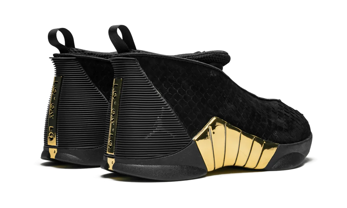 Air Jordan 15 Retro DB GS "BLACK WHITE - METALLIC GOLD" Move Swiftly