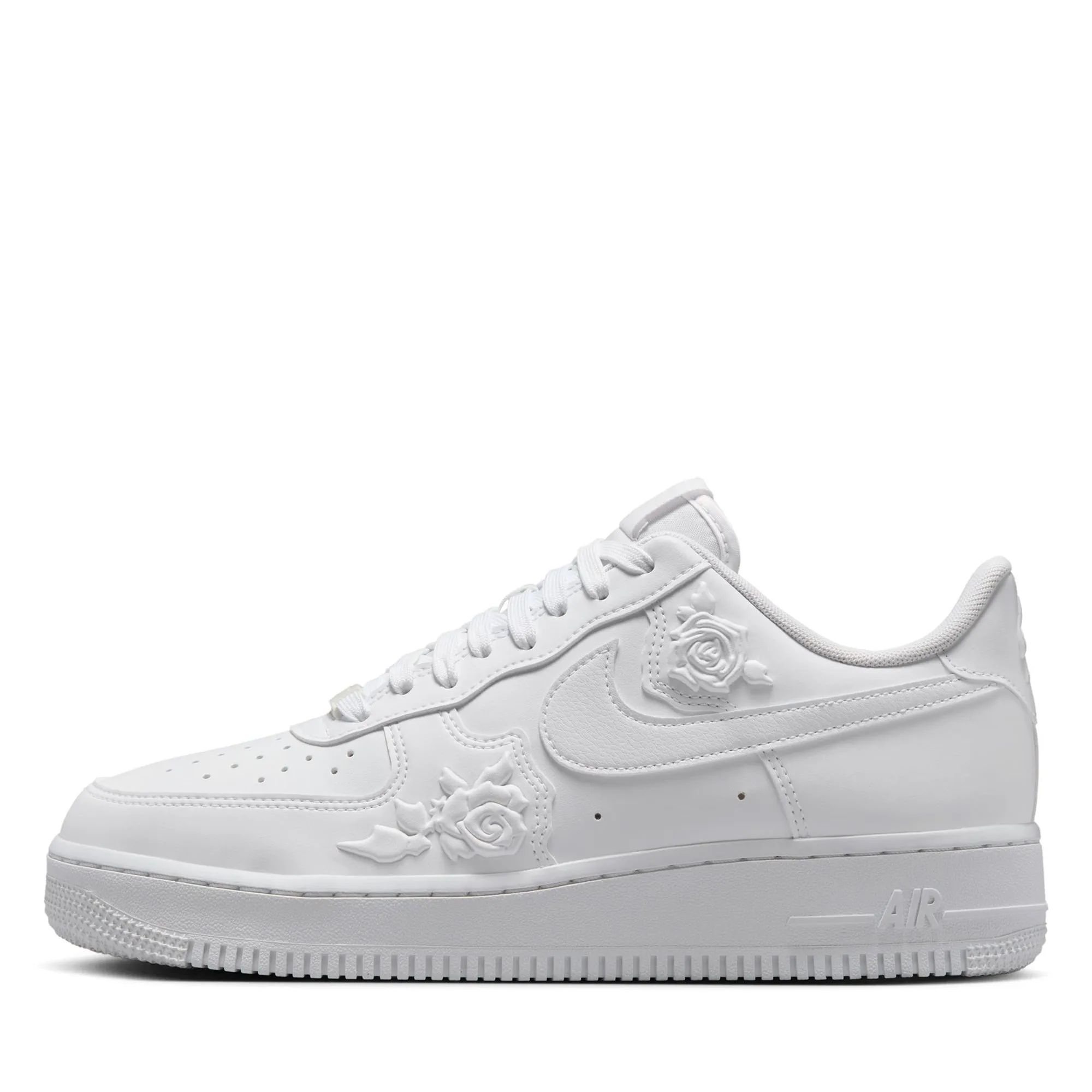 Women's Nike Air Force 1 '07 'White Roses' - White/Black Flexible Sole Design