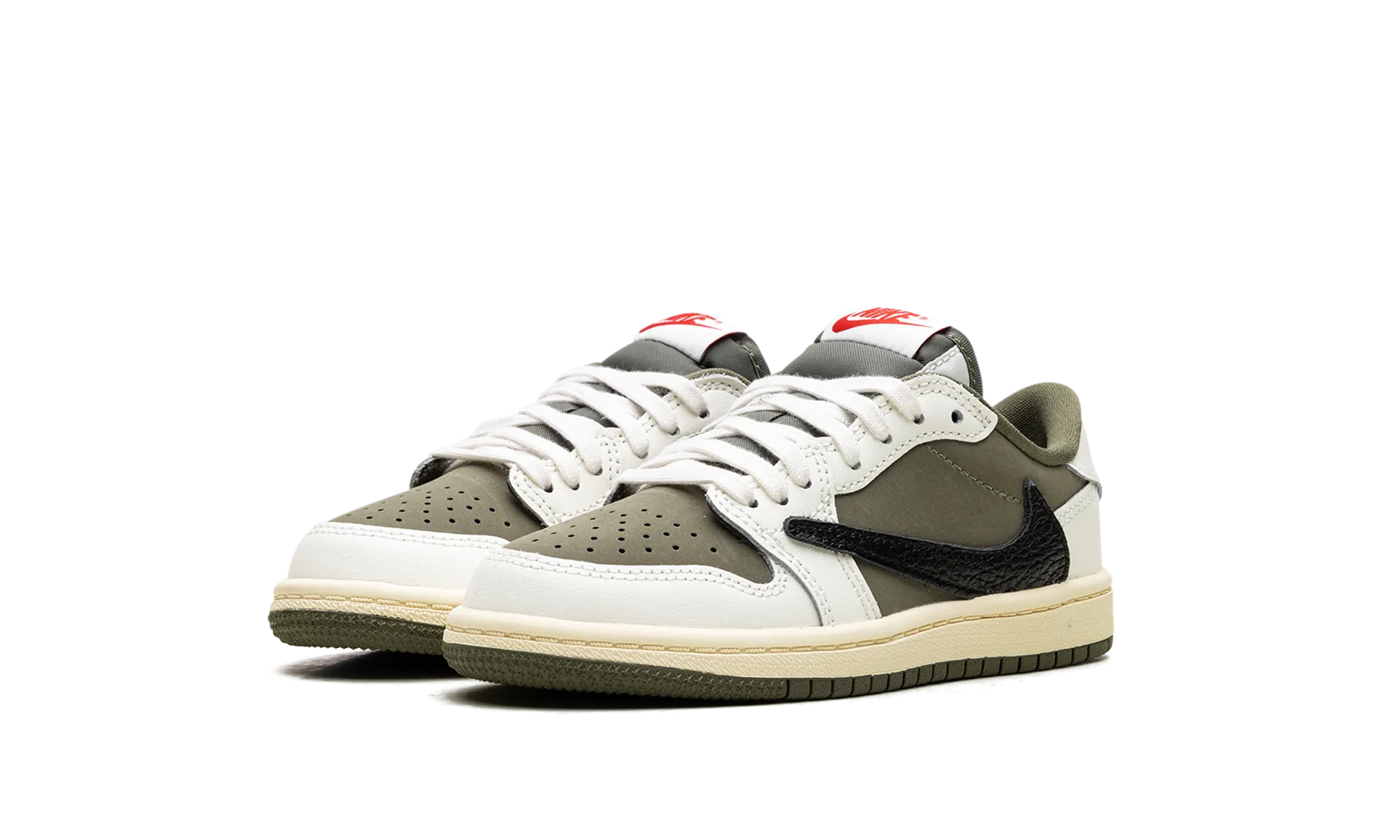Air Jordan 1 Retro Low OG SP PS "Travis Scott - Medium Olive" Bonded Midfoot Thermoregulating Lining