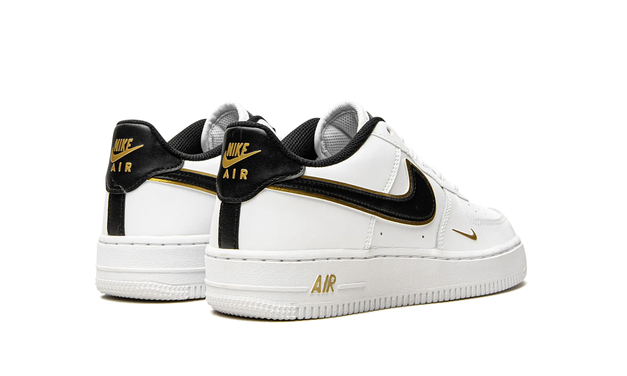 foldable Speedy Ride Air Force 1 Low '07 LV8 GS "Double Swoosh White Metallic Gold"