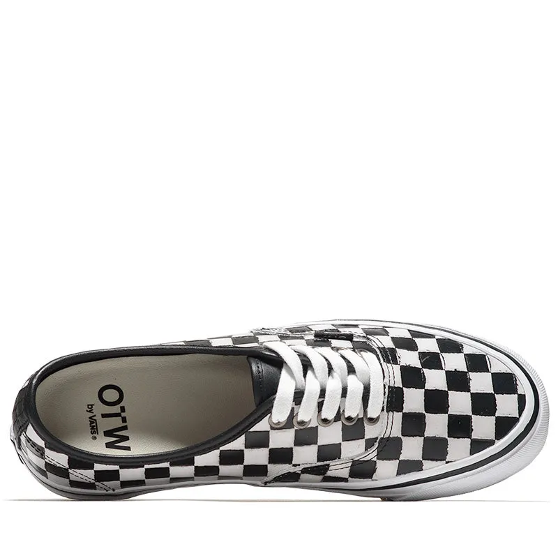 Vans Authentic 44 Vibram - Leather Check Black/White Comfort Cushion Technology Multi directional traction