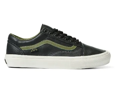 Vans Old Skool Butter Leather Black/ Olive Shoes Step Grip