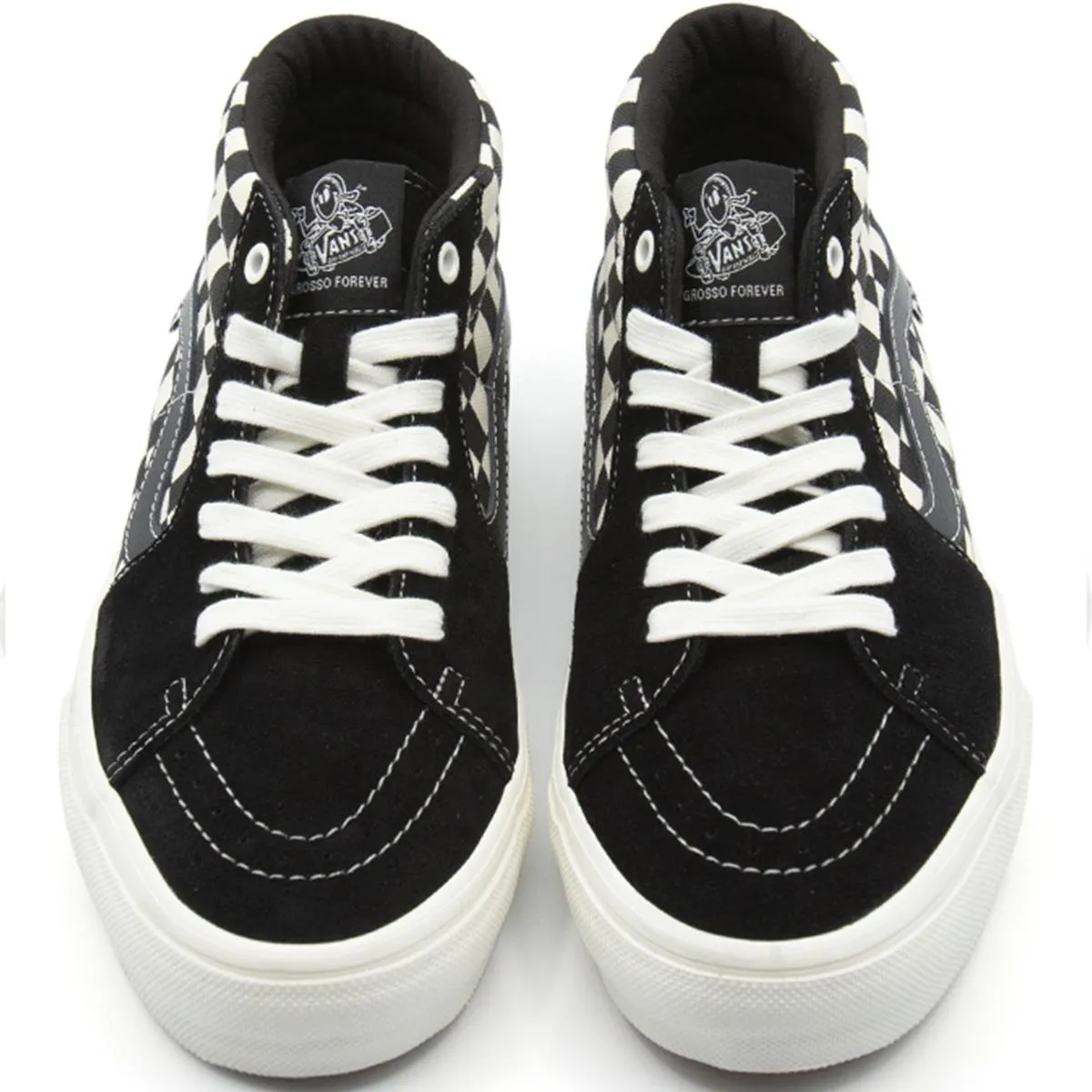 Skater All Day Vans Skate Grosso Mid - Checkerboard Black/Marshmallow