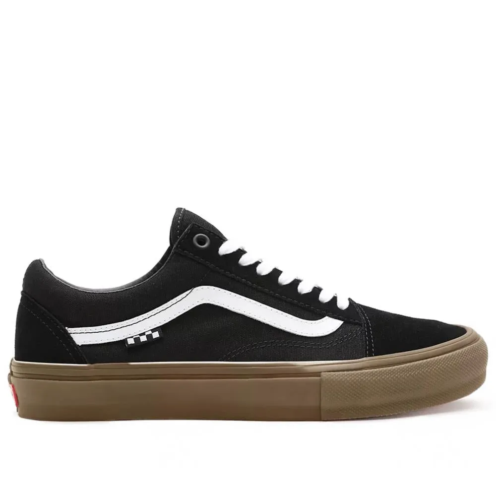 Relaxed shock absorption waterproof leather Vans Skate Old Skool - Black/Gum