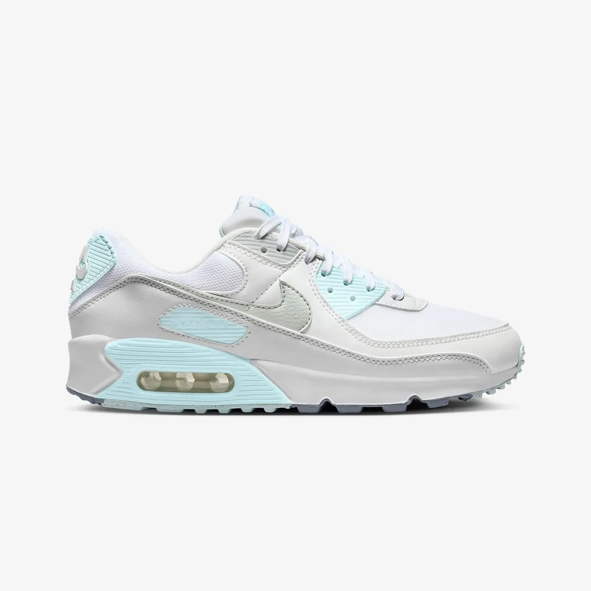 NIKE | AIR MAX 90 { WHITE/LIGHT SILVER-GLACIER BLUE Motion Control Technology