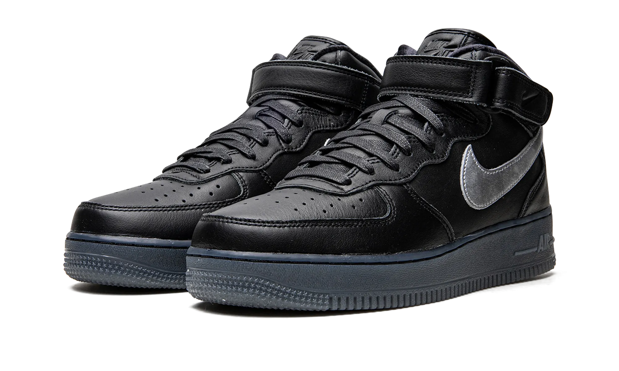 Comfortable Support Trend Fashion Air Force 1 Mid "Black / Metallic Silver"