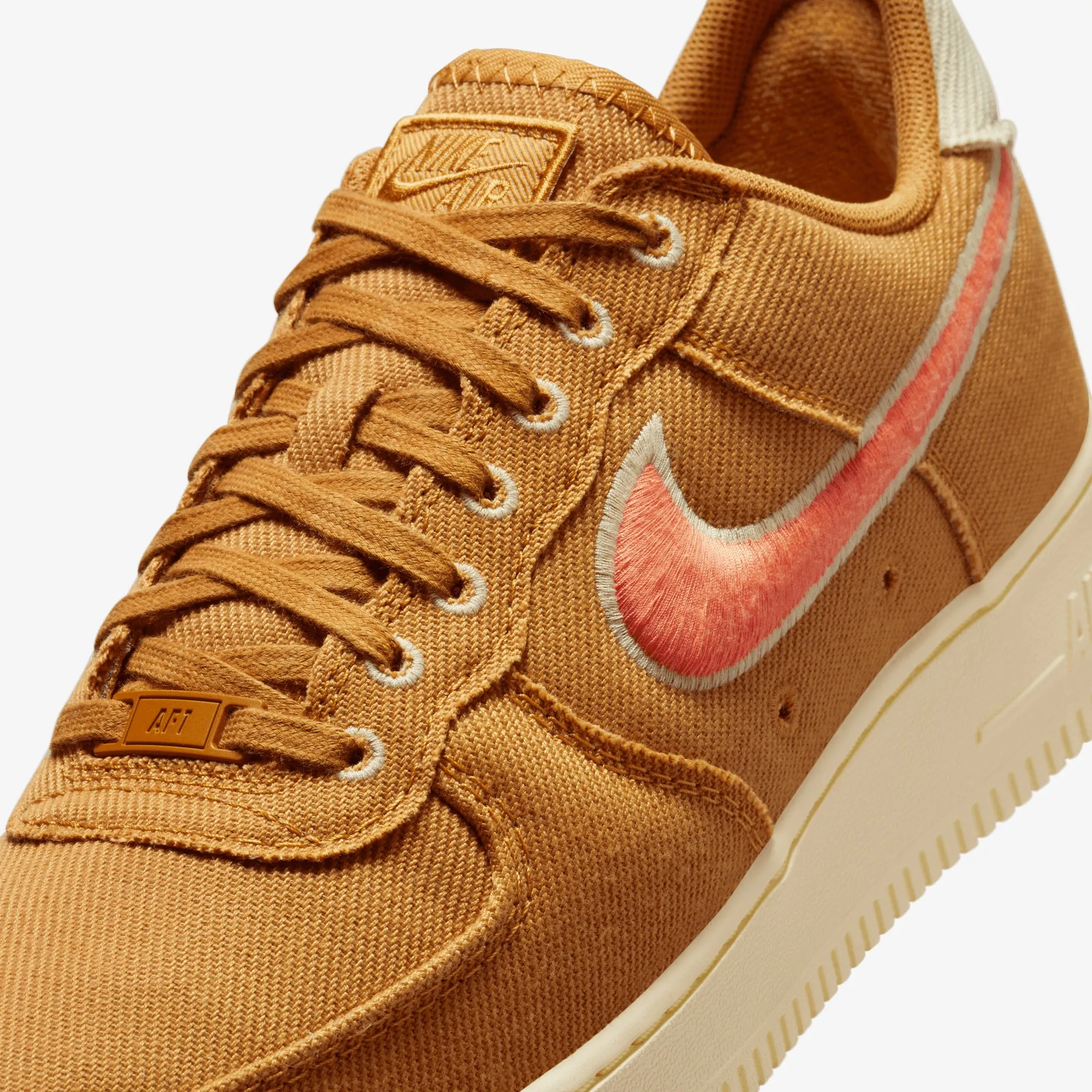 Dynamic Cushioning System Streamlined Build NIKE | AIR FORCE 1 LOW CANVAS { WHEAT/ORANGE TRANCE-TEAM GOLD-ALABASTER