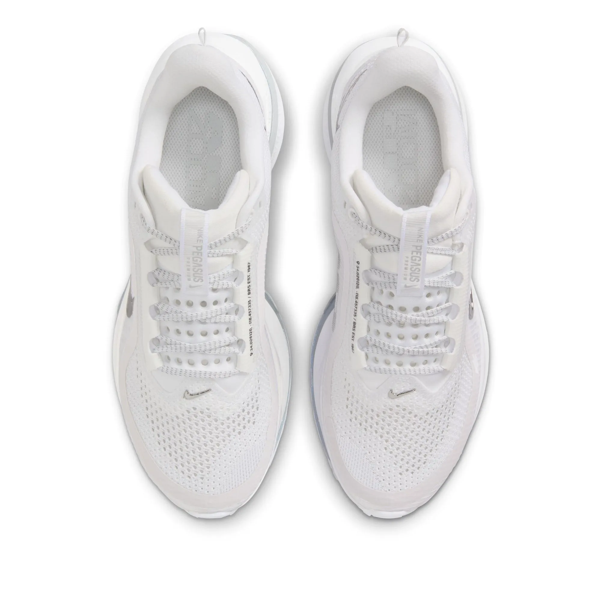 Women's Nike Pegasus Premium - White/Metallic Silver Impact Dispersing Design Seamless Fit