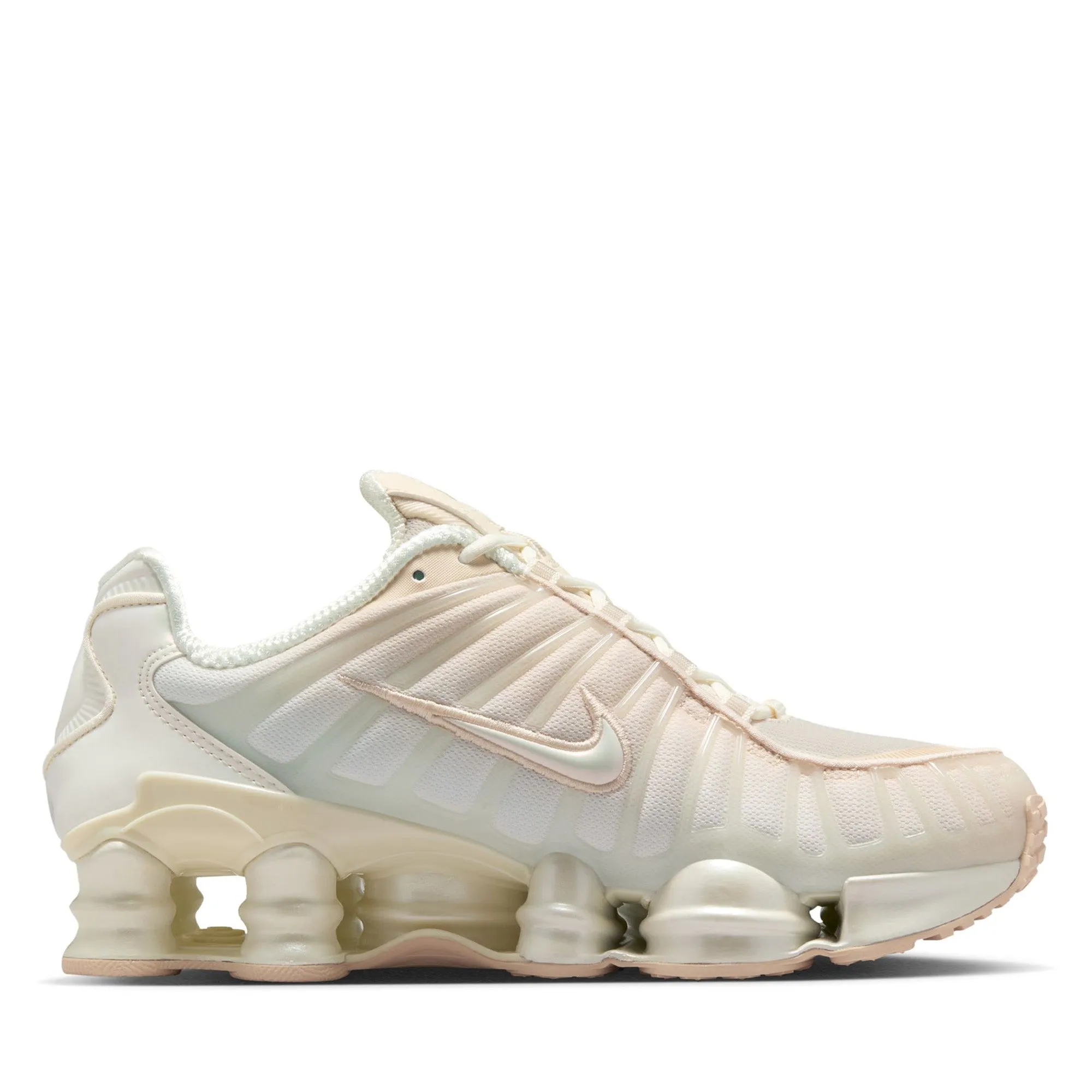 Hollowed Out Panels Rubberized Heel Guard Women's Nike Shox TL - Pearl White/Soft Pearl