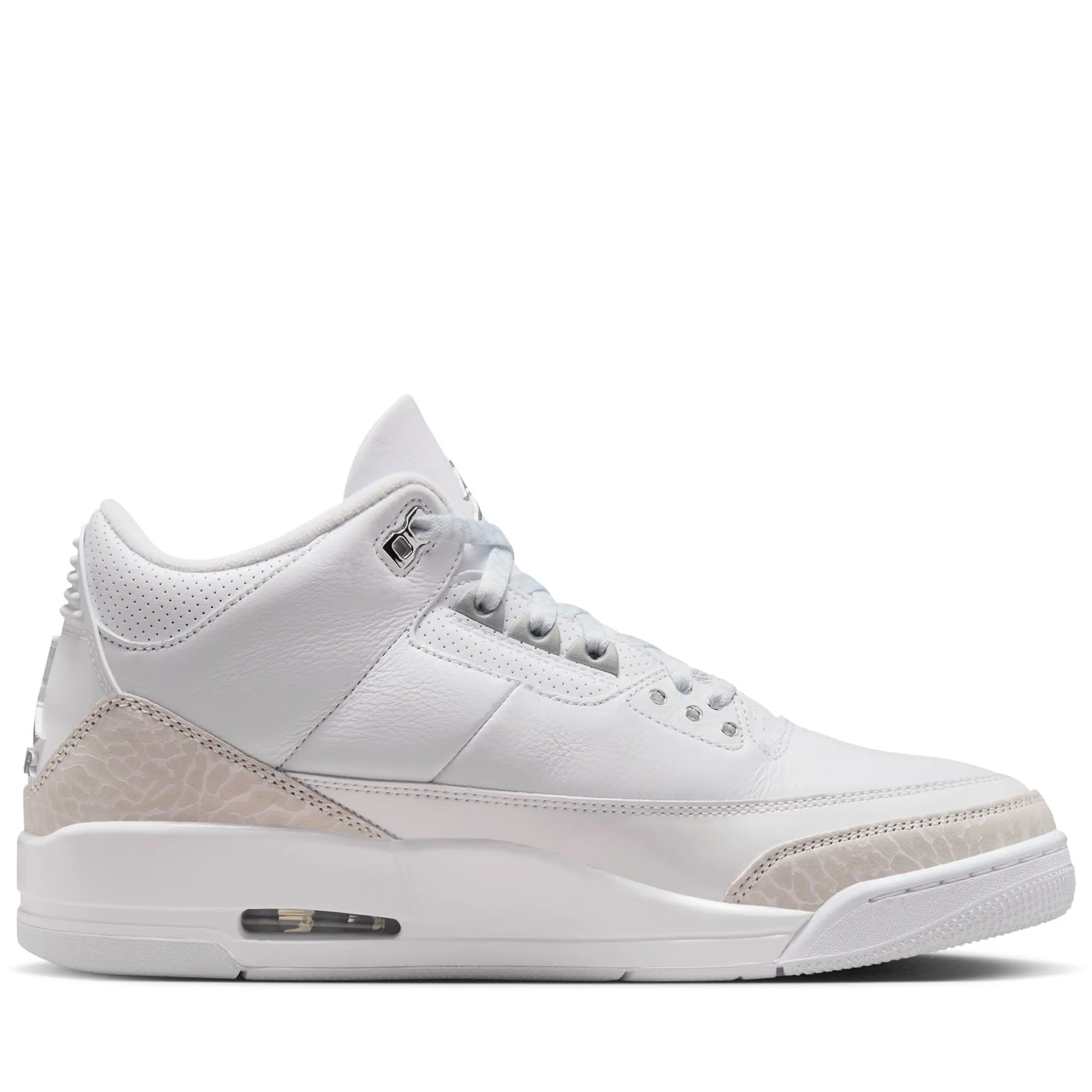 Air Jordan 3 Retro 'Pure Money' - White/Metallic Silver Sustainable Design Impact Resistant Plate