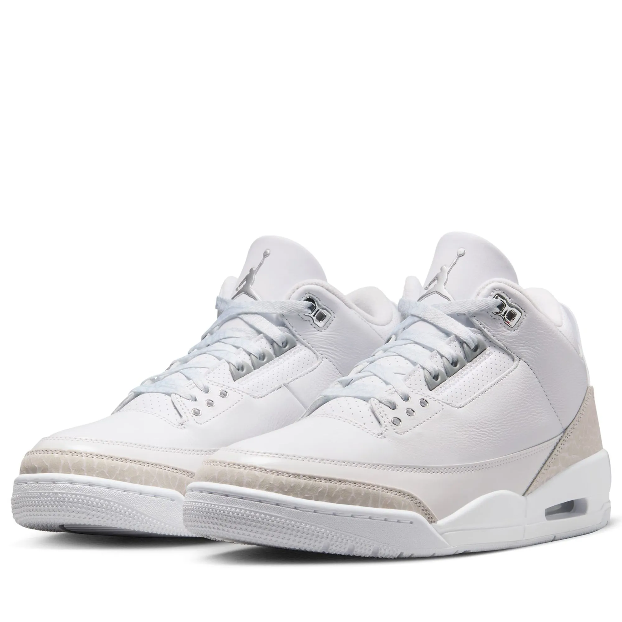 High Top Design Sporty Design Air Jordan 3 Retro 'Pure Money' - White/Metallic Silver